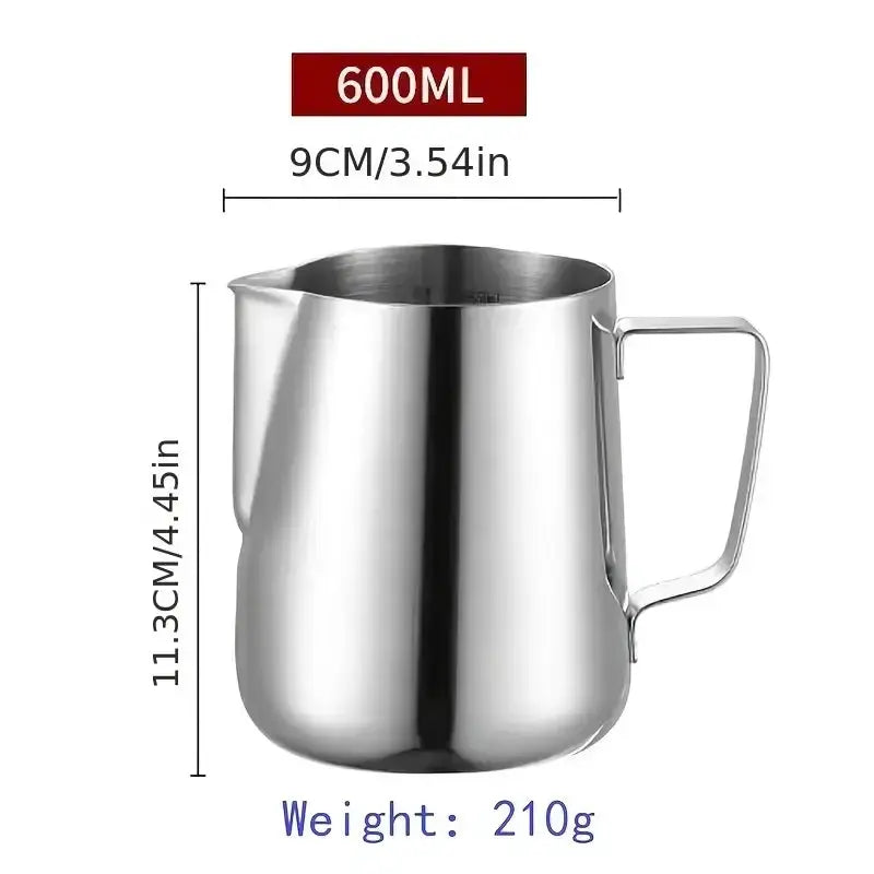Kemorela Stainless Steel Milk Frothing Pitcher With Scale 350ml 600ml 900ml For Latte Cappuccino Espresso