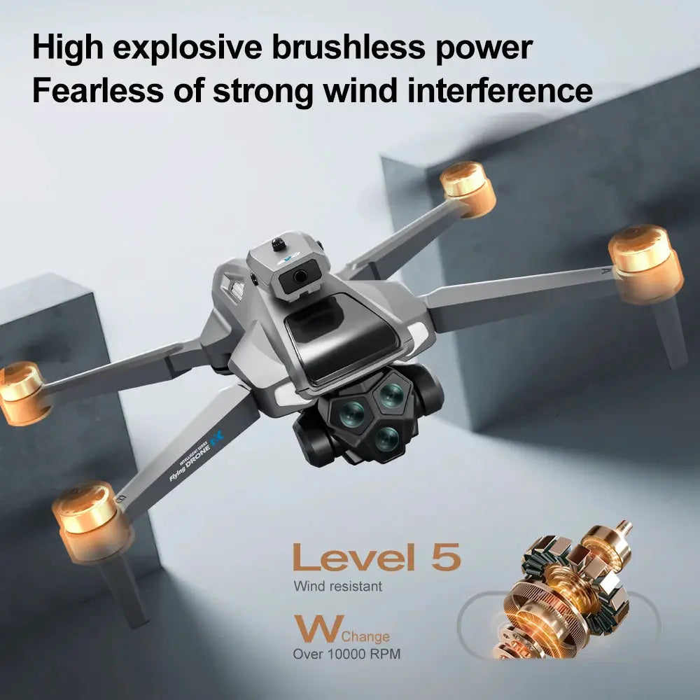 Simples Market M66 folding drone with HD camera and built-in screen, gray body with orange propellers.