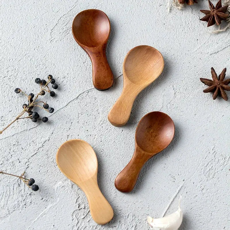 TimberNest Mini Wooden Spoon Set 4 Pieces For Sugar Coffee Tea And Spices Precision Scooping