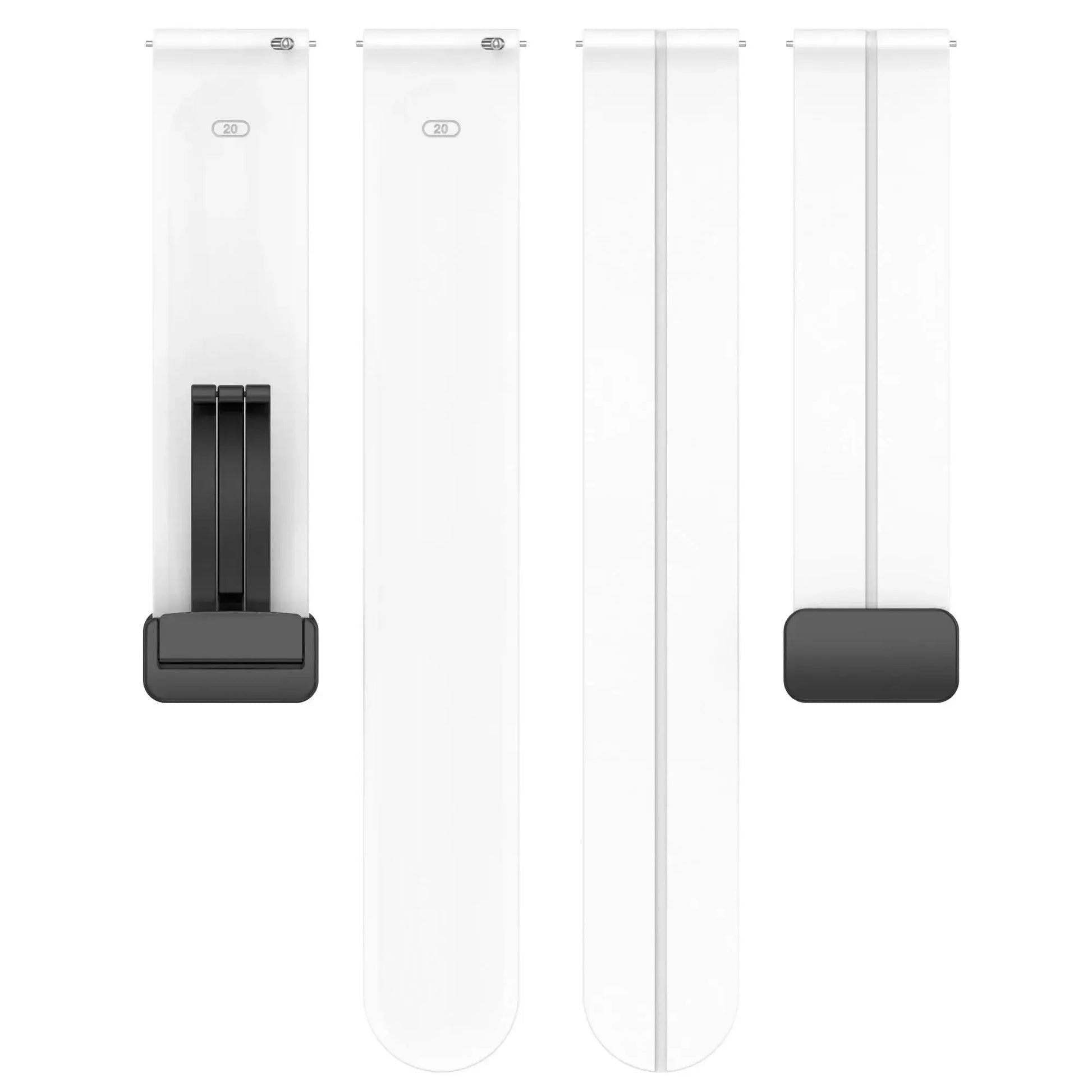 White silicone sport watch straps with magnetic buckles, 20/22mm, for Samsung Galaxy Watch and Huawei GT series