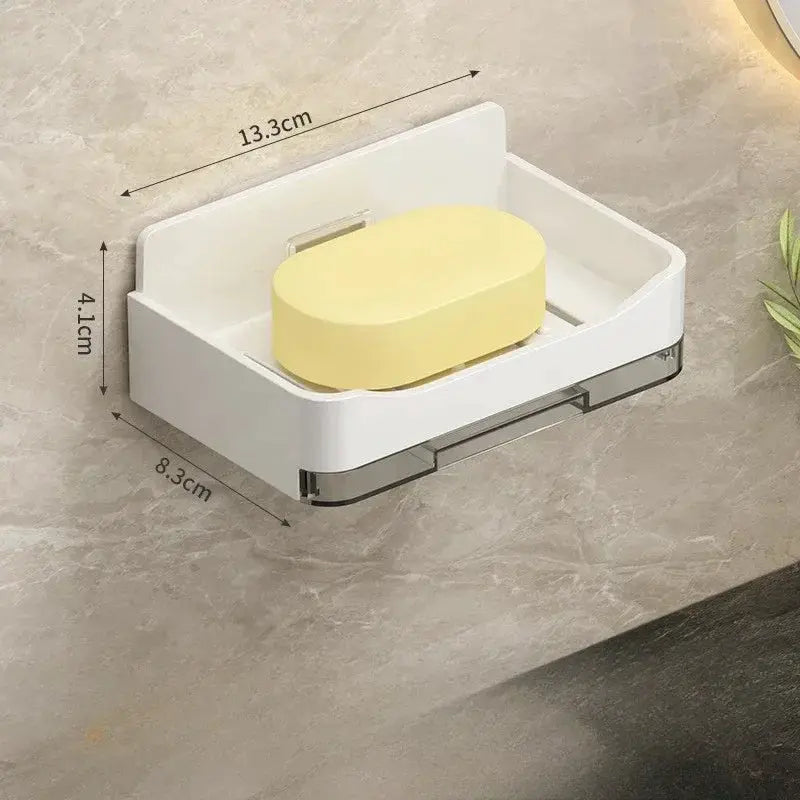 AquaNova Wall Mounted Soap And Sponge Holder With Free Punching Design Double Drainage For Quick Drying