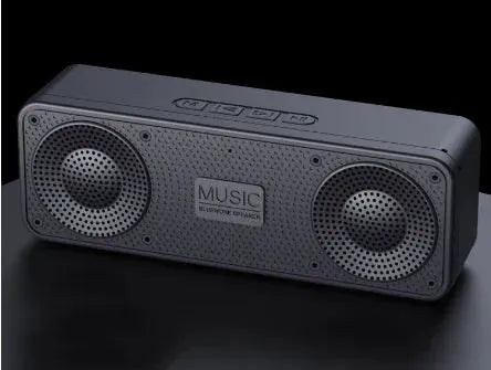 S18 wireless Bluetooth speaker with dual front drivers, portable black outdoor sound system