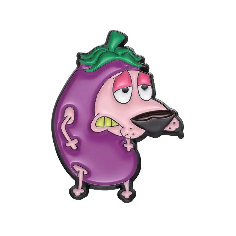 Cartoon Courage The Cowardly Dog Enamel Pin Pink Dog Brooch Lapel Badge Jewelry Gift For Kids And Friends