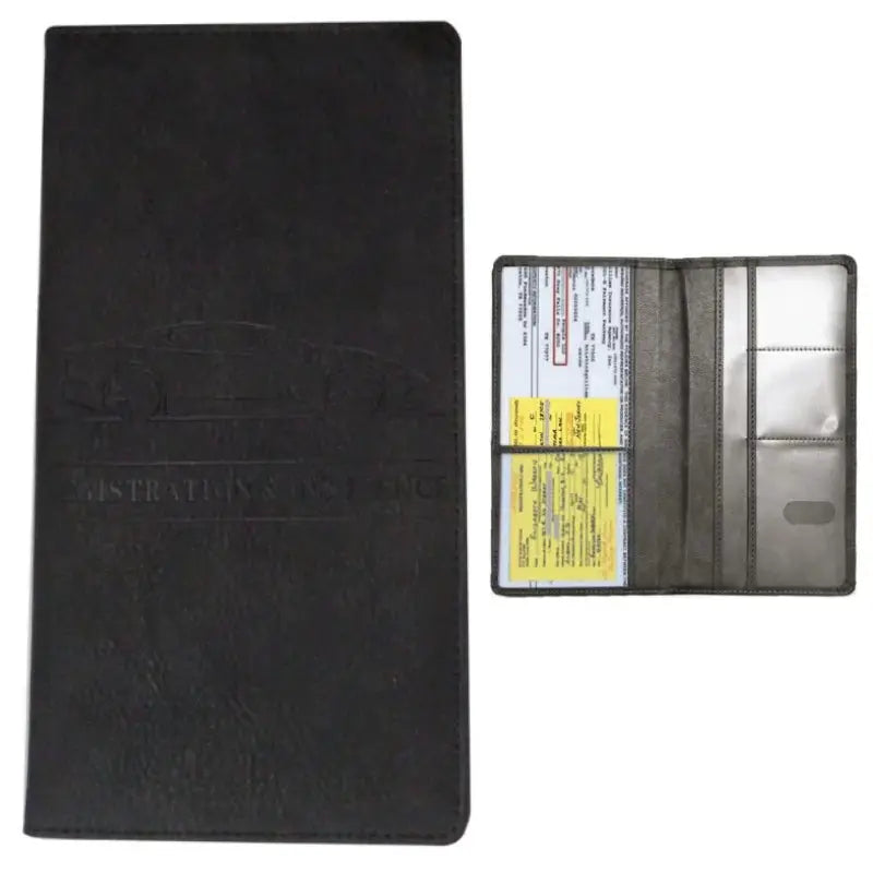 Men's card holder by Simples Market in black leather with multiple card slots and ID window