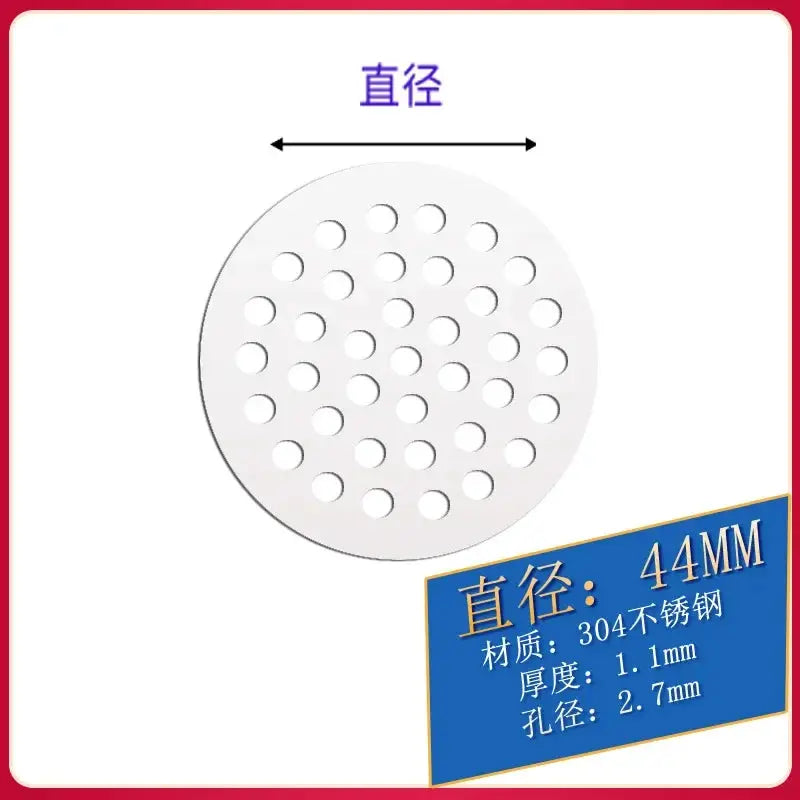 Simples Market drain hair catcher; round 44mm stainless steel kitchen/bathroom drain filter with 2.7mm holes