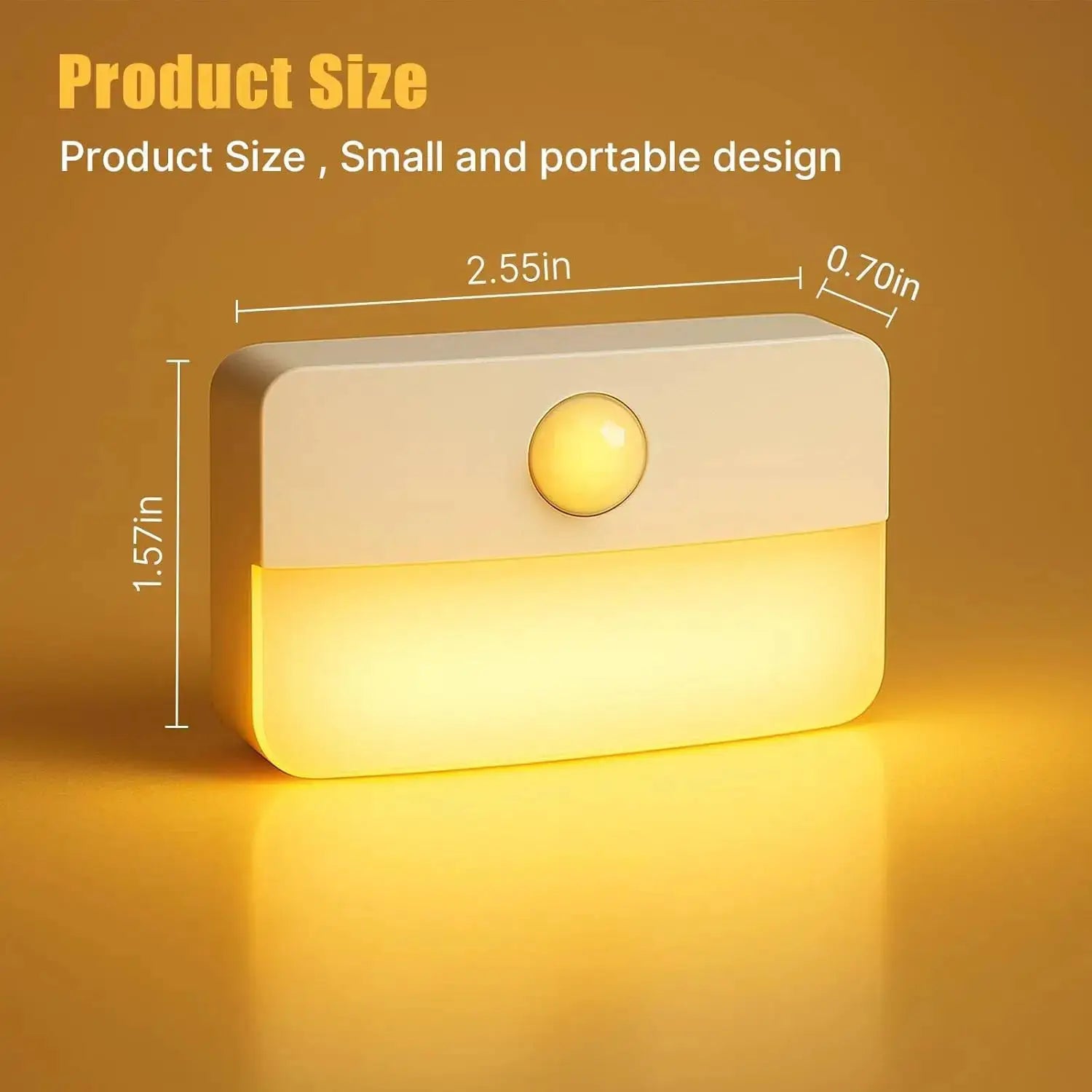 LED night light with motion sensor; cream-colored, battery-powered wireless cabinet/bedside lamp by Simples Market