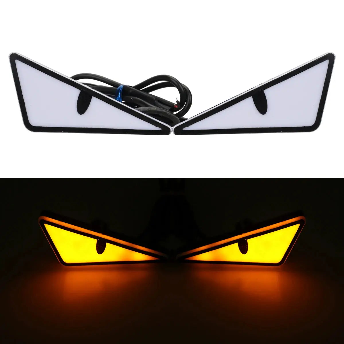 Universal Car LED Devil Eyes lights, a pair of twin triangular white lenses with black trim