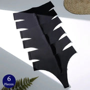 Simples Market 6-piece black breathable seamless thong underwear set for women
