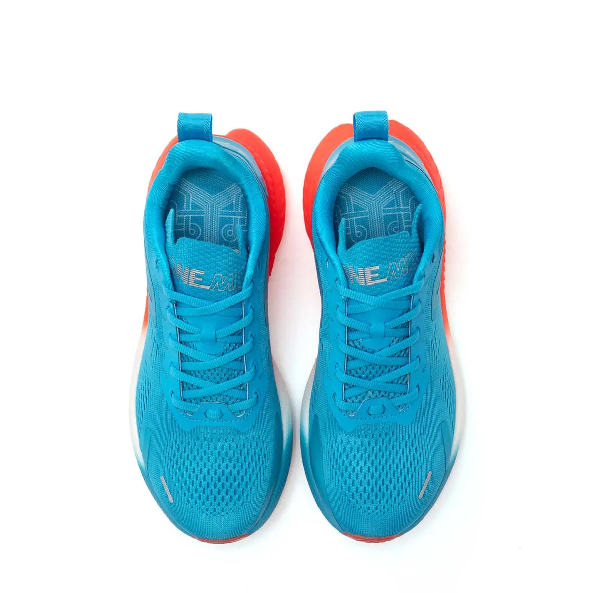 ONEMIX men’s blue breathable running shoes, pair with orange soles