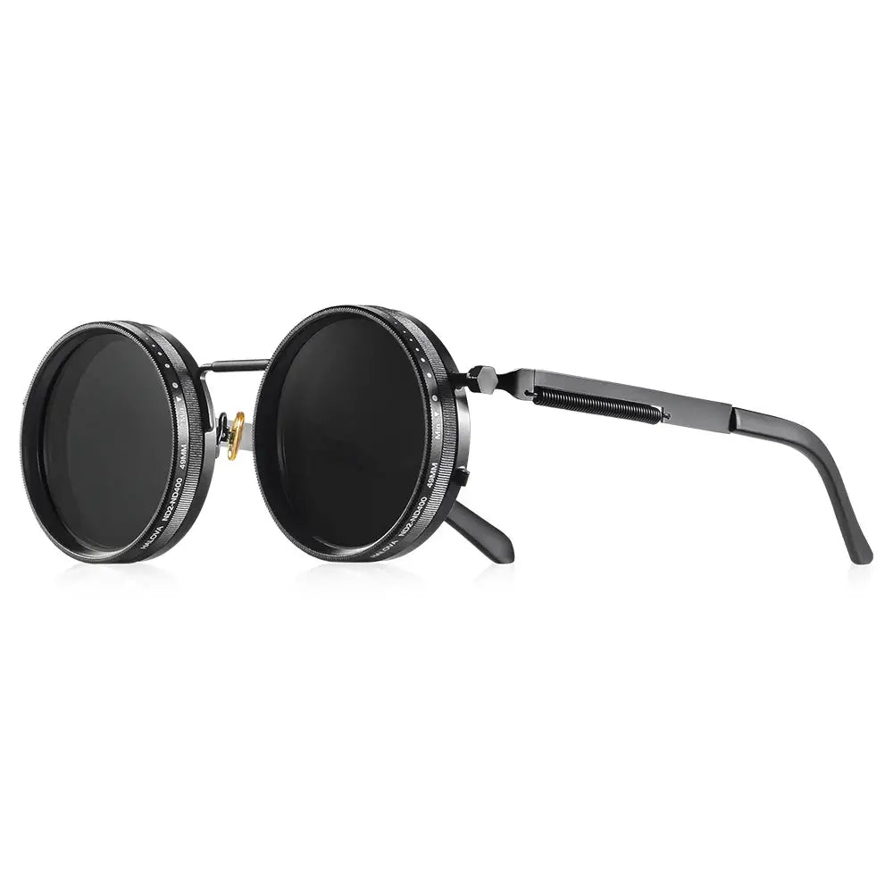 CRIXALIS Polarized Round Sunglasses With Adjustable Dimming ND9 UV400 Unisex Retro Punk Outdoor Fishing Eyeglasses
