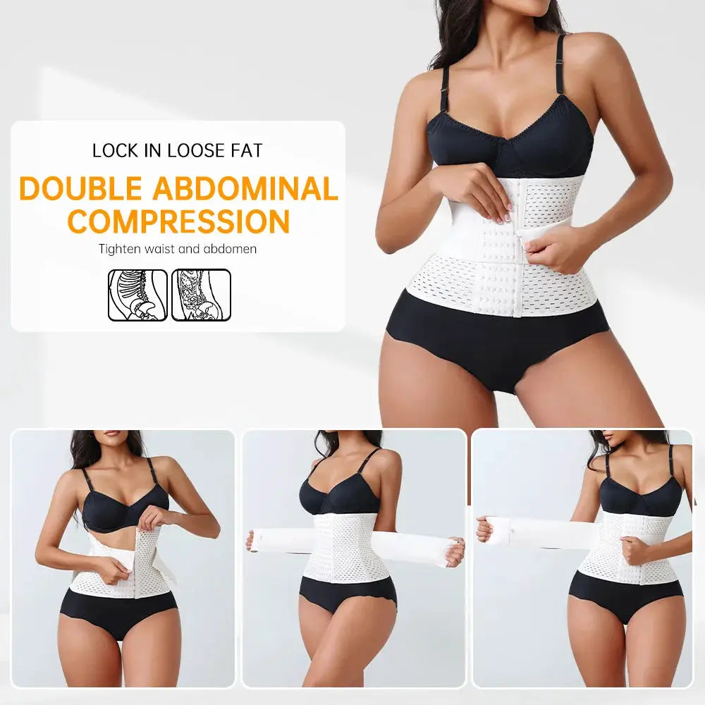 FlexFit Adjustable Waist Trainer For Women With Double Belts And Zipper Closure For Tummy Control And Back Support