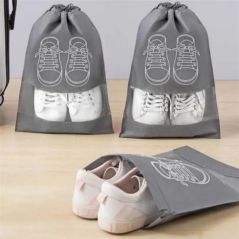 VoyagePro 5 Piece Shoe Storage Bags Set Thickened Nonwoven Fabric With Strap Mouth Waterproof Large Capacity