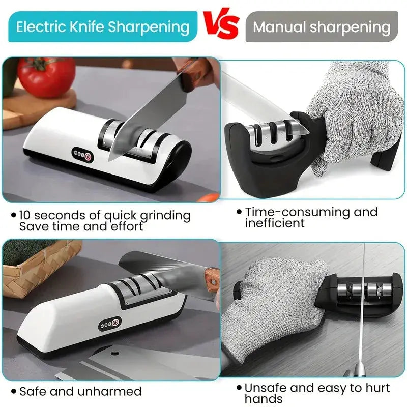 Kitchen Electric Knife Sharpener Multifunctional Automatic Professional With 4 Gears Stainless Steel Kitchen Accessory