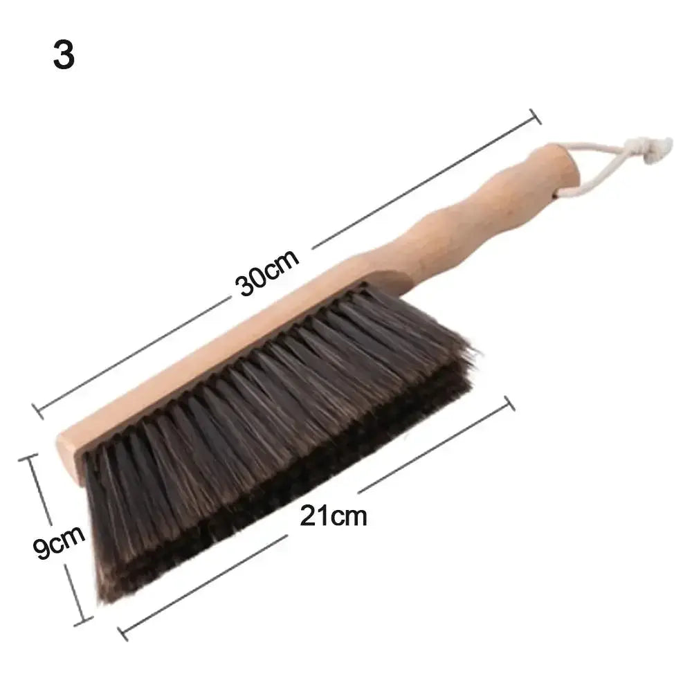 Simples Market natural wood bristle brush with wooden handle, 30cm overall length, dark bristles