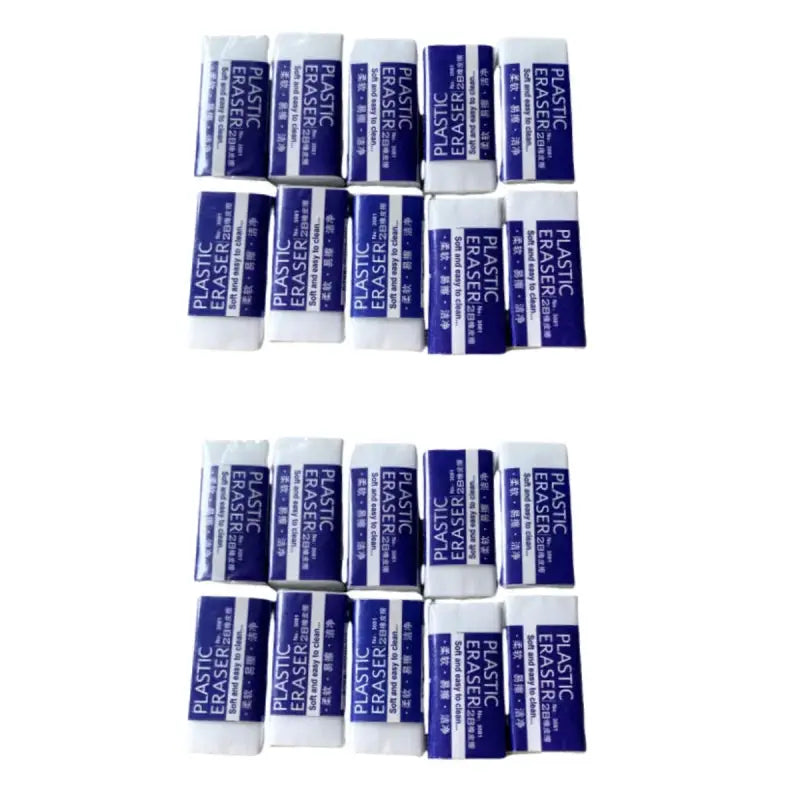2B erasers by Simples Market, blue-white plastic erasers, pack of 16