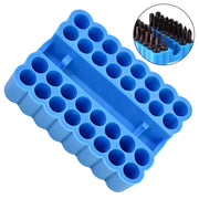 Blue 2pc bit holder organizer with 32 holes for hex shank bits (6.35mm)