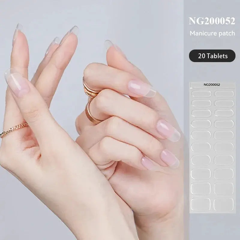 NailLux Semi Cured Nail Wraps For 16 To 20 Tips Easy Full Cover Adhesive Press On Nails Gel Finish UV LED Compatible