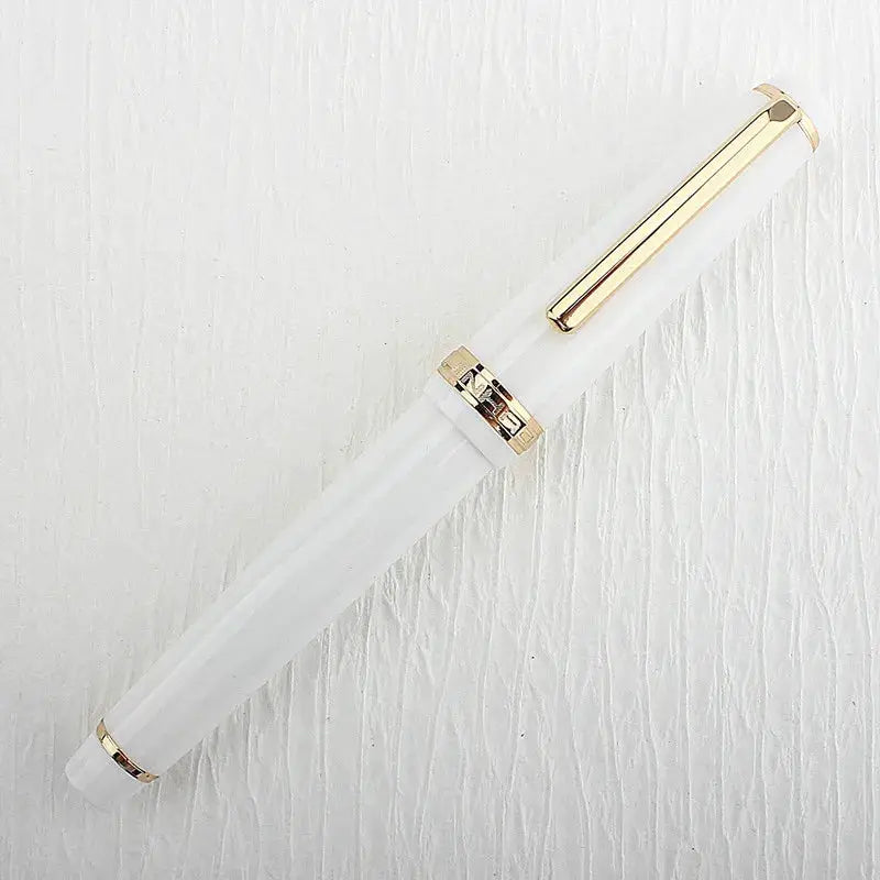 Jinhao 82 fountain pen in white acrylic with gold trim and clip, converter included