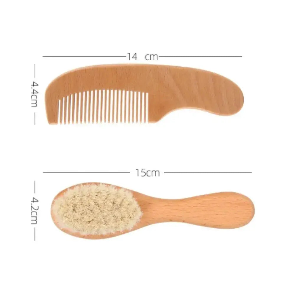 Beech wood baby comb and brush set, 2pcs gift set by Simples Market in natural wood finish