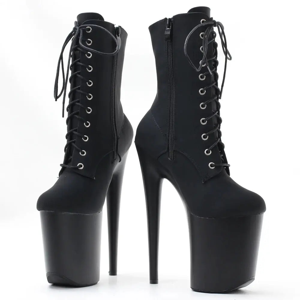 PoleStar Stripper 8 Inch Platform Lace Up Boots Ankle High Pole Dance Boots With Stable High Platform