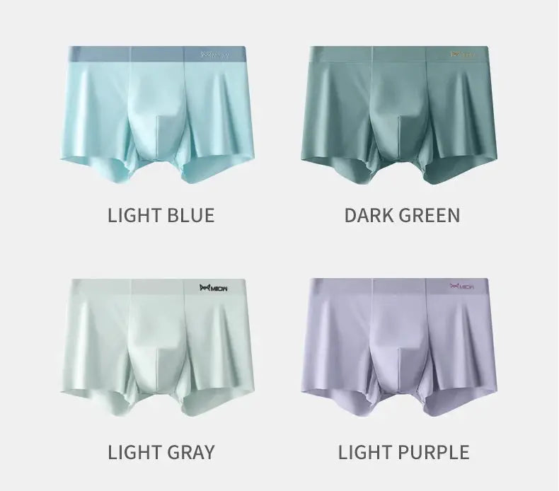 MIIOW ice silk boxer briefs by Simples Market; 4-color set (light blue, dark green, light gray, light purple).