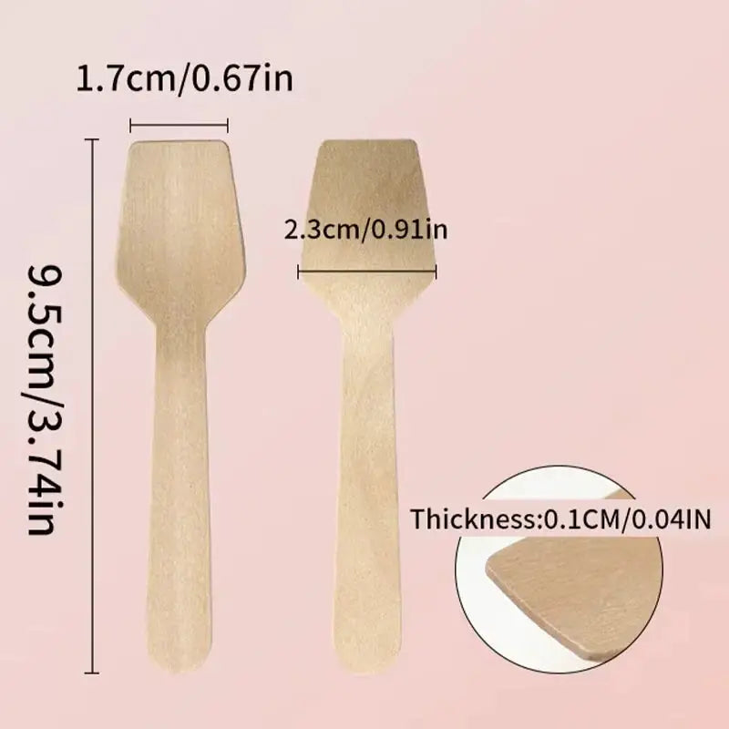 Disposable Wooden Spoons Set 50 100 Pcs For Tasting Yogurt Ice Cream Desserts Forks Wedding Party Tableware