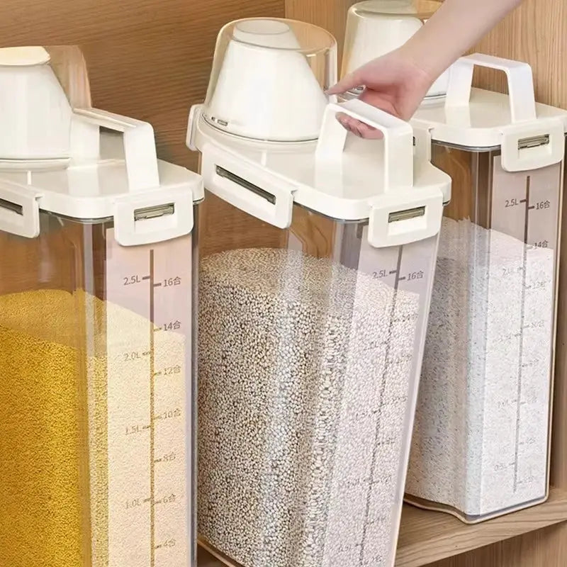 2.5L Sealed Food Storage Container With Airtight Lid For Grains Flour Rice Kitchen Pantry Organization