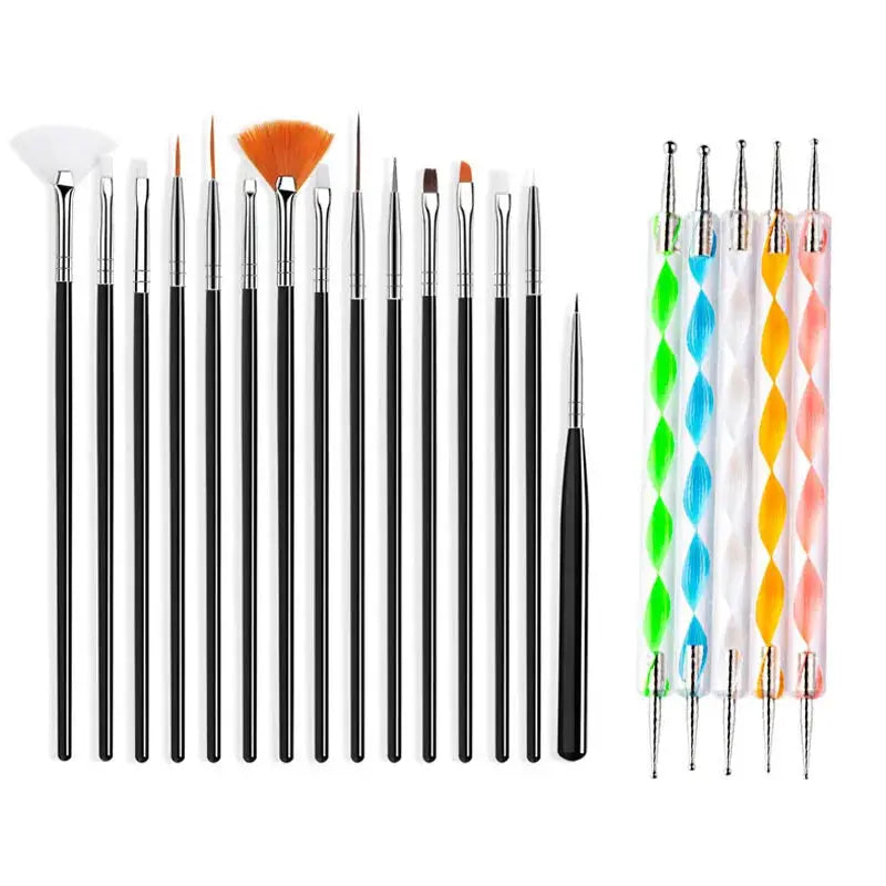 GlamFlex Pro Nails Art Brush Set For Gel Polish And Acrylic Extensions Precision Tools For Liquid Powder Carving