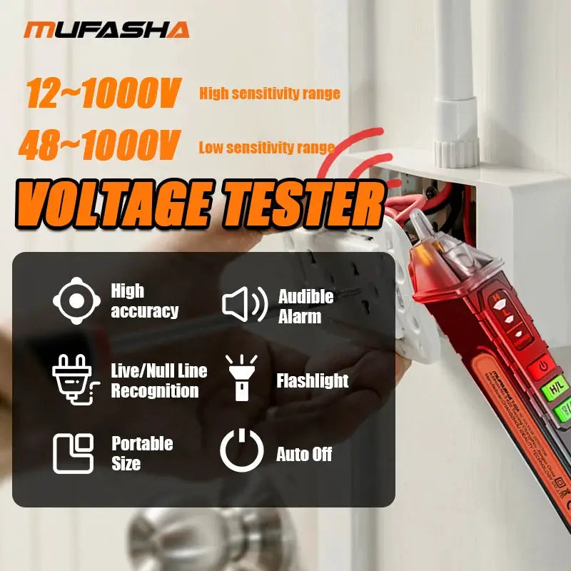 Mufasha Non Contact Voltage Detector Electrical Pen AC Voltage Tester And Breakpoint Finder 12 To 1000V