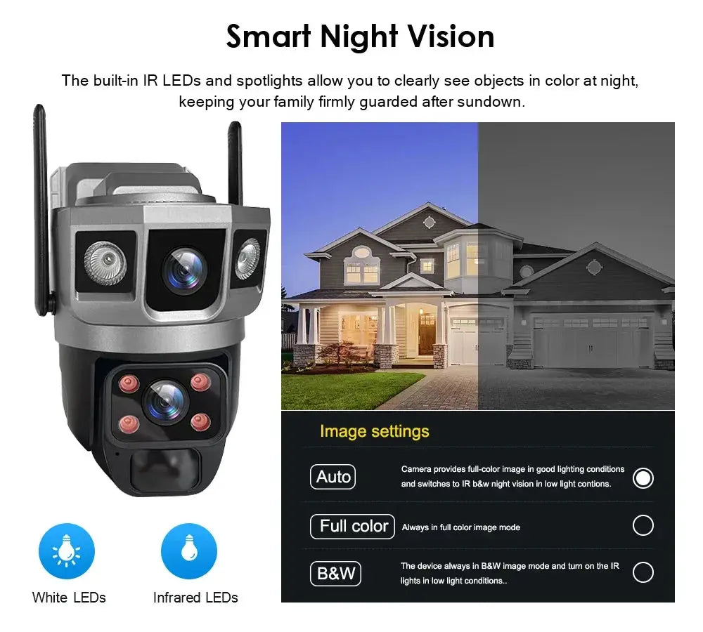 Simples Market V380 Pro 12MP solar WiFi IP camera with dual lenses for outdoor auto-tracking security