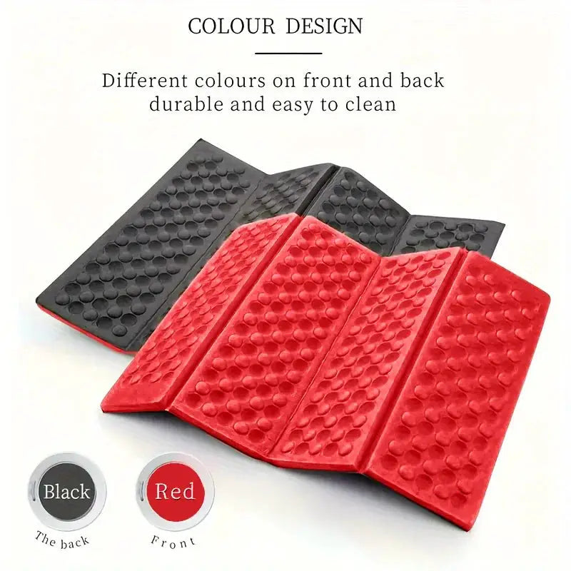 Simples Market Honeycomb Massage Mat 6-Fold XPE cushion; red front, black back, foldable outdoor pad