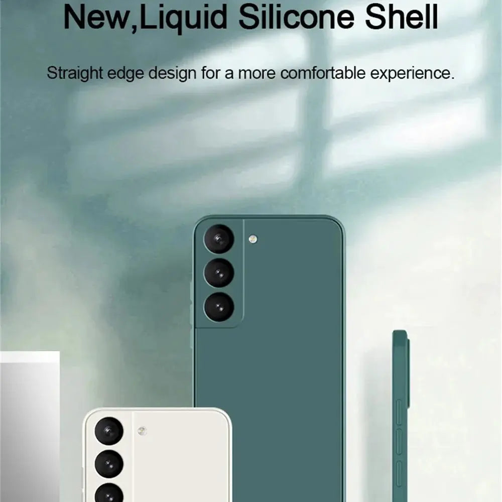 Liquid silicone Samsung Galaxy cases in teal and cream; two-pack.
