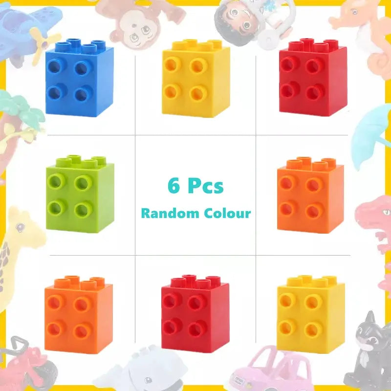 6 Piece Big Building Block Accessories Compatible With Enlighten Large Bricks Foundation Blocks Educational Toy