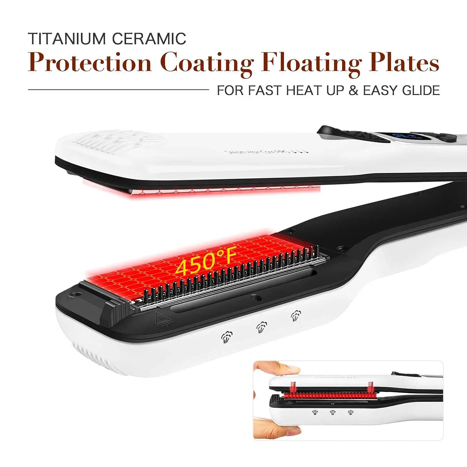 Simples Market professional steam flat iron with white body and ceramic tourmaline floating plates