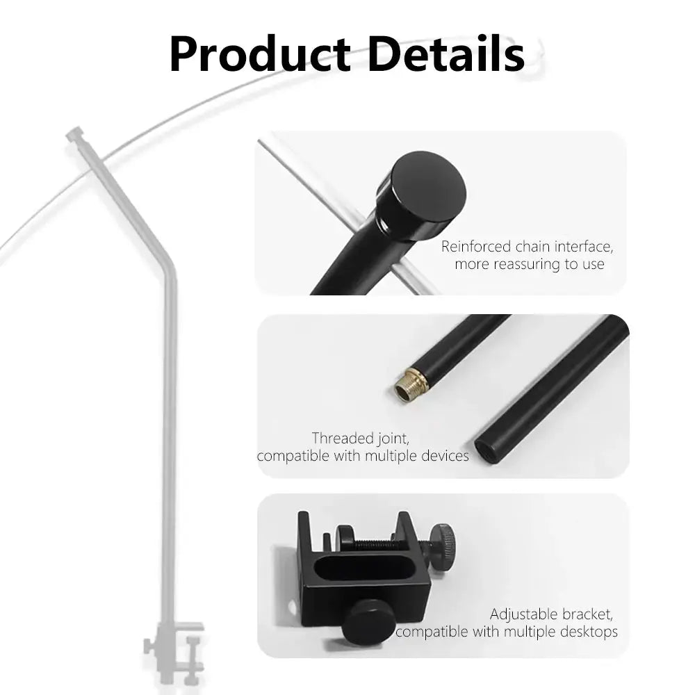 Black TARKA detachable lantern stand for tabletop camping; adjustable ultralight light holder with clamp