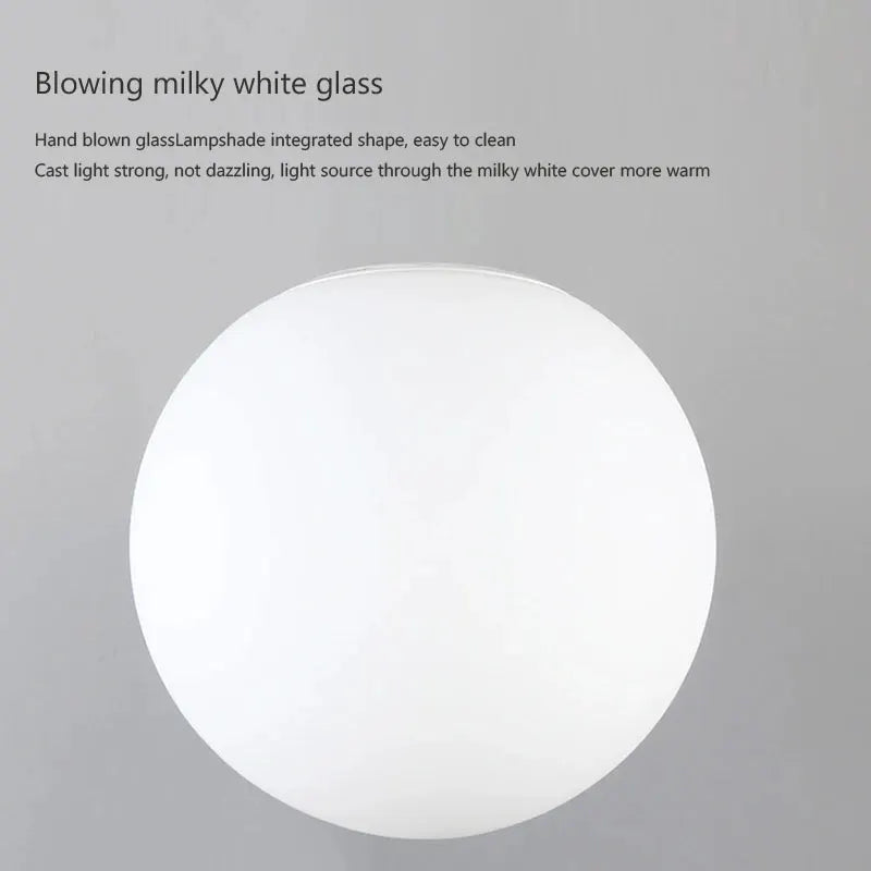 LED glass ball ceiling light by Simples Market, minimalist white globe for bathroom, bedroom, or entryway