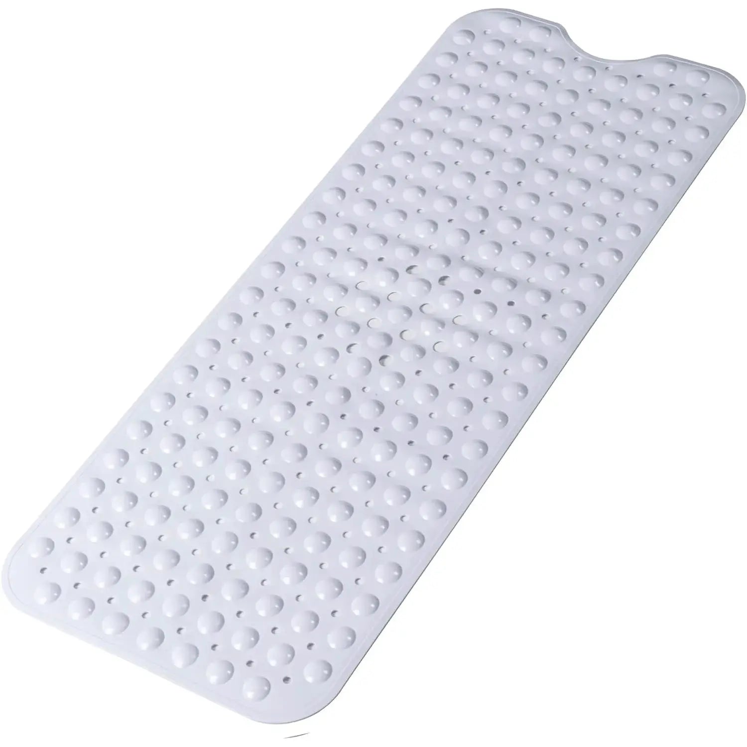 Bathtub mat 1pc extra long 40x100cm white non-slip with suction cups and drain holes Simples Market