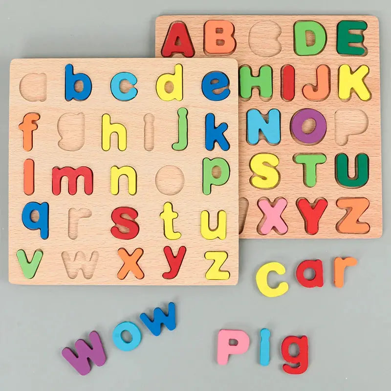 Montessori Wooden Puzzle For Kids Alphabet Arithmetic Numbers And Geometric Shapes Educational Toy
