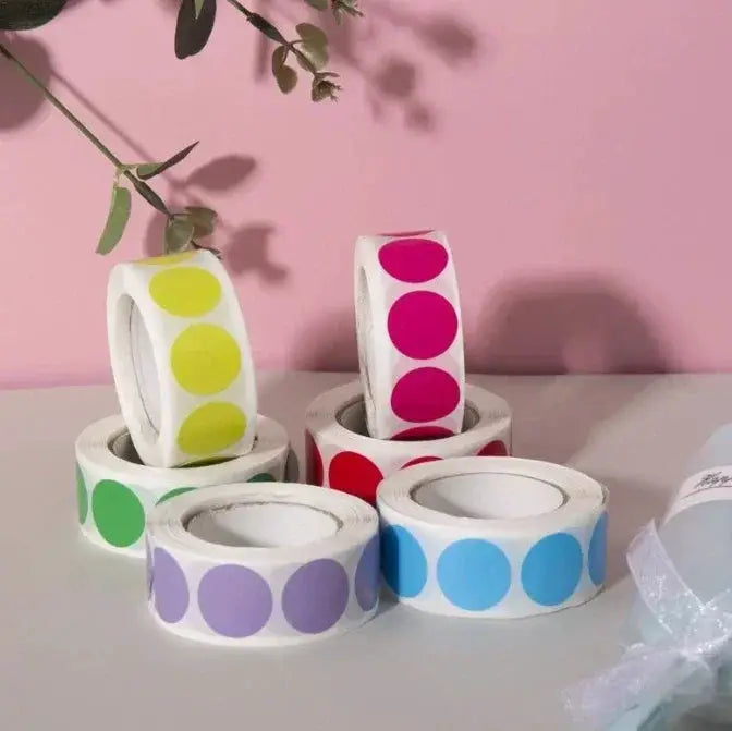 1000 Color Dot Label Stickers Coated Paper Round Sticker Rolls for Color Coding Kawaii Stationery Aesthetic