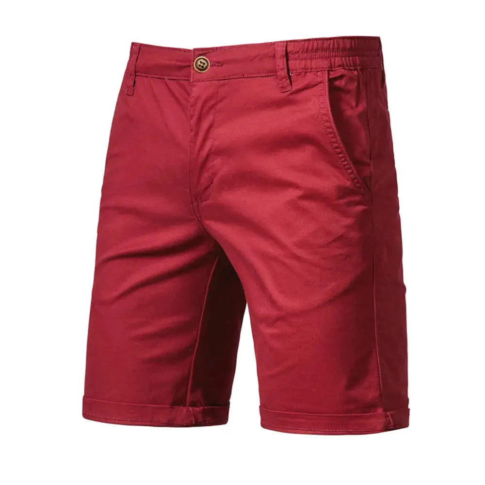 AIOPESON men's solid red 100% cotton shorts with elastic waist