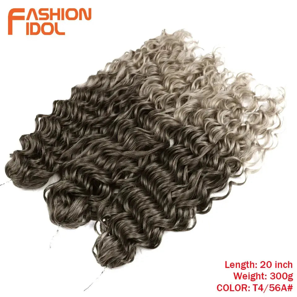 Jessica Hair crochet extensions by Fashion Idol, deep wavy twists, synthetic high-temp fiber, color T4/56A, 20in