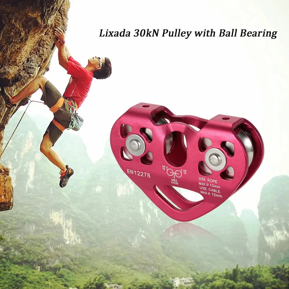 Lixada 30kN cable trolley pulley with ball bearing, pink aluminum body, Simples Market