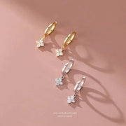 925 Sterling Silver Leaf Hoop Earrings For Women With Zircon Hypoallergenic Trendy Jewelry Gift