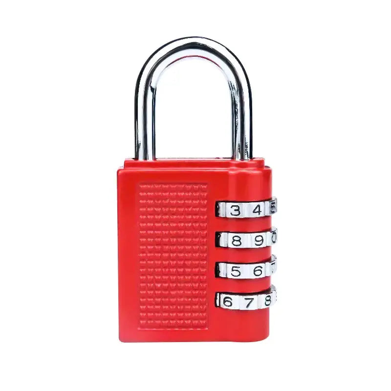 Simples Market red zinc alloy large 4-digit luggage lock with chrome shackle
