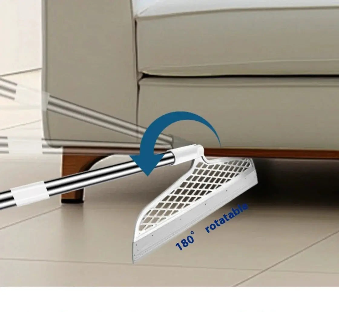 Simples Market silicone scraper broom with 180° rotatable head for bathroom floors and windows, white