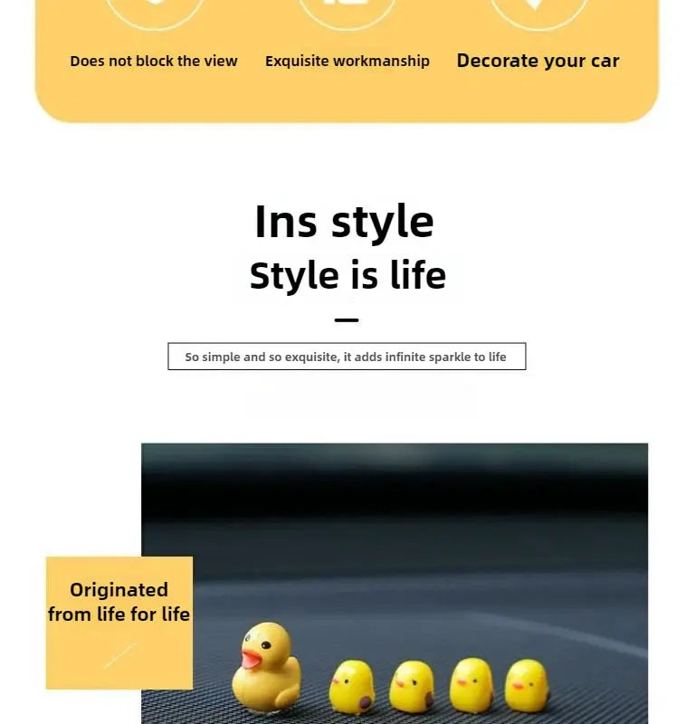5-pack of cute yellow duck dashboard ornaments for car interior decoration