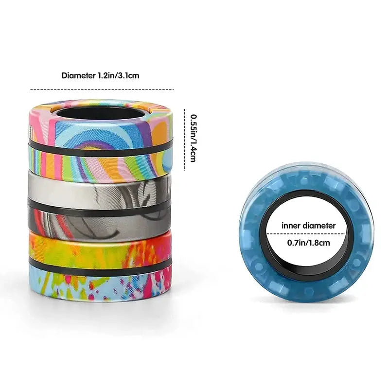Magnetic Rings Fidget Toy Set 3 Pack Spinner Rings for Adults Teens and Kids Great Gift Durable ABS Plastic