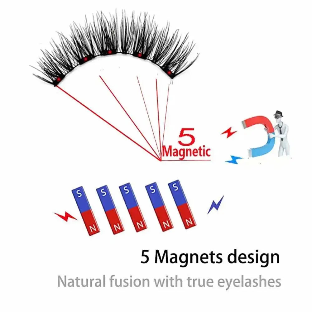 3D Natural Magnetic Eyelashes Set With Five Magnetic Lashes Reusable Handmade False Eyelashes Shipping Box