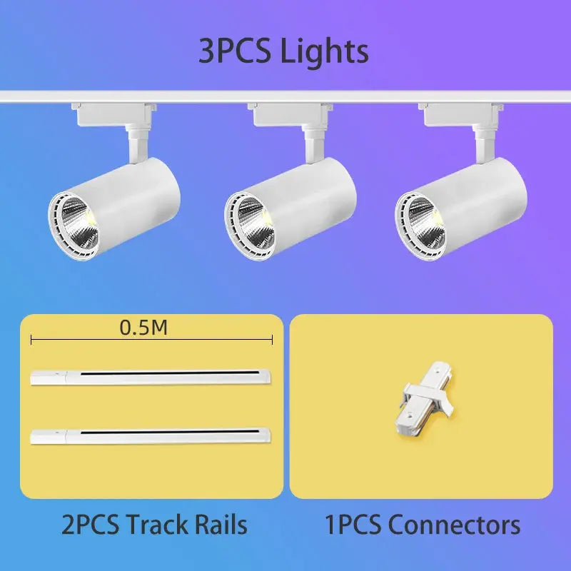 Track lighting kit: Simples Market 3-PCS 220V LED spot lights with 0.5m rails and connectors