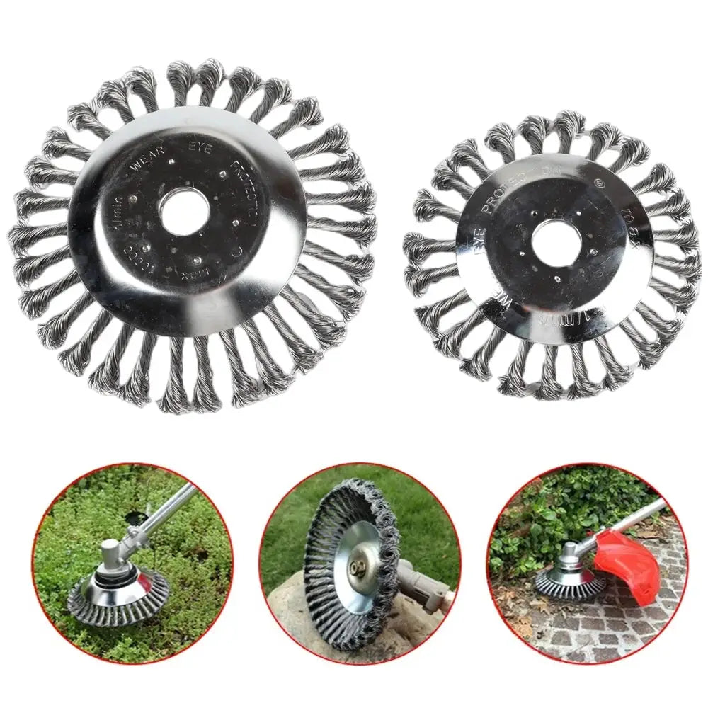 Universal 6 to 8 Inch Steel Wire Wheel Brush Cutter Head for Gas Trimmers Weed Trimmer Garden Lawn Mower Attachment